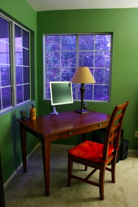 書斎,PC,ケーブル,配線,シンプル,ワークスペース